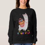 Happy Easter Bunny Llama Bringing Easter Egg Baske Sweatshirt