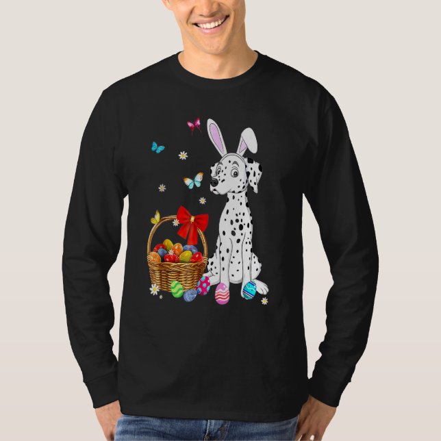 Happy Easter Bunny Llama Bringing Easter Egg Baske T-Shirt (Front)