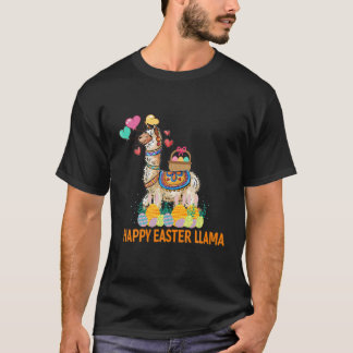 Happy Easter Bunny Llama Bringing Easter Egg Baske T-Shirt