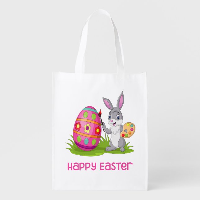 Happy Easter Bunny - Love Coloring Grocery Bag (Front)