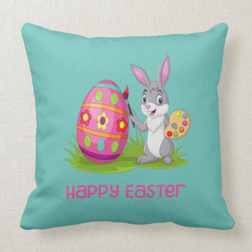Happy Easter Bunny - Love Coloring- Throw Pillow