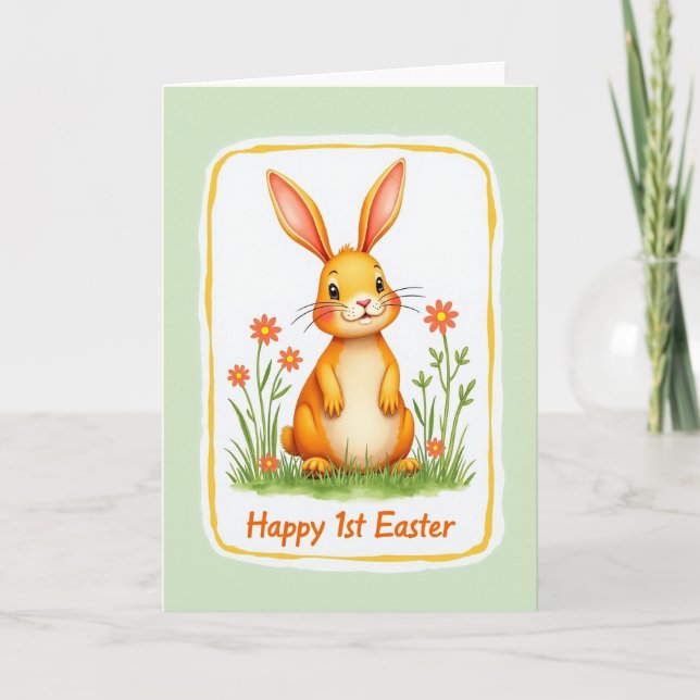 Happy Easter Bunny Meadow Card (Front)