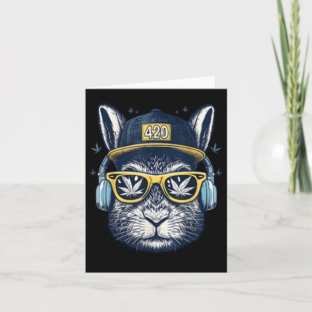 Happy Easter Bunny Men Smoking Weed Easter  Card (Front)