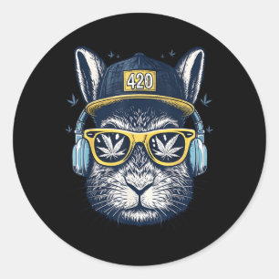 Happy Easter Bunny Men Smoking Weed Easter  Classic Round Sticker