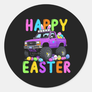 Happy Easter Bunny Monter Truck Funny Madness Classic Round Sticker