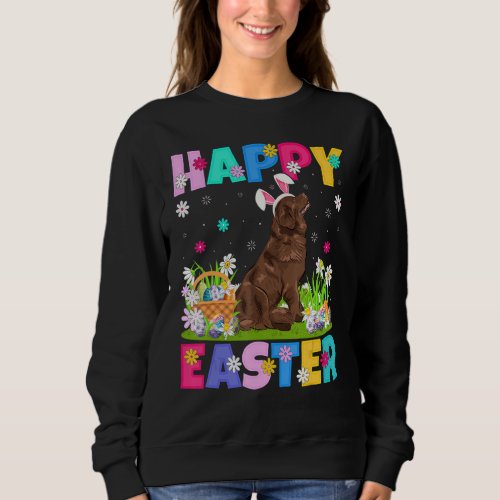 Happy Easter Bunny Newfoundland Dog Easter Sunday Sweatshirt