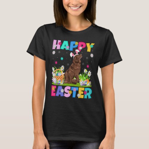Happy Easter Bunny Newfoundland Dog Easter Sunday T_Shirt