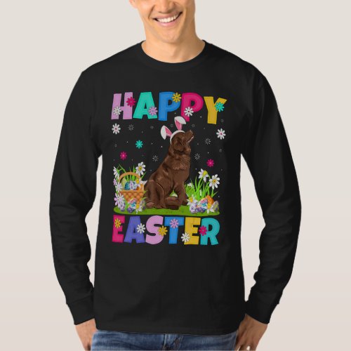 Happy Easter Bunny Newfoundland Dog Easter Sunday T_Shirt