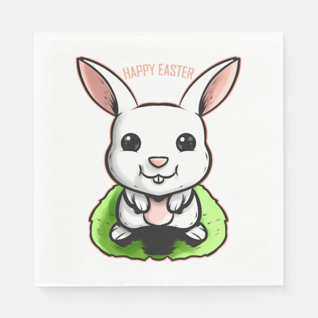 Happy Easter Bunny On Easter Napkins (Front)