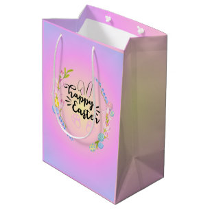 Happy Easter Bunny Outline Pretty Pastel Medium Gift Bag