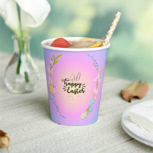 Happy Easter Bunny Outline Pretty Pastel Paper Cups