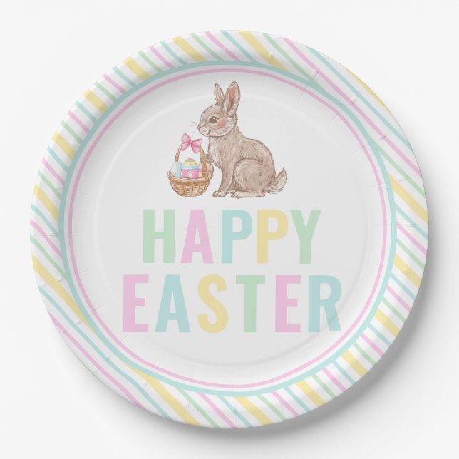 Happy Easter Bunny Paper Plates (Front)