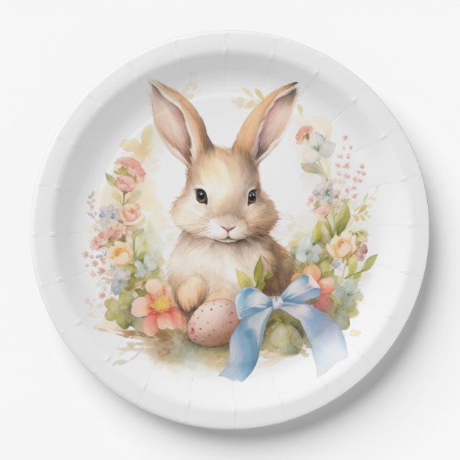 Happy Easter Bunny Paper Plates (Front)