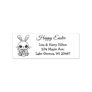 Happy Easter Bunny Personalized Address Rubber Stamp