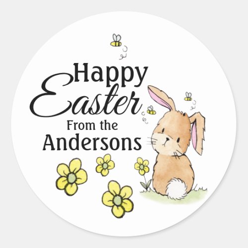 Happy Easter Bunny Personalized  Classic Round Sticker