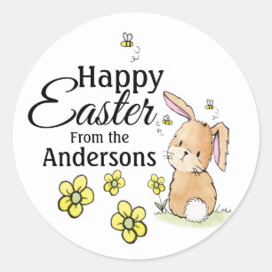 Happy Easter Bunny Personalized Classic Round Sticker