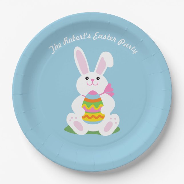 Happy Easter Bunny ~ Personalized Paper Plates (Front)