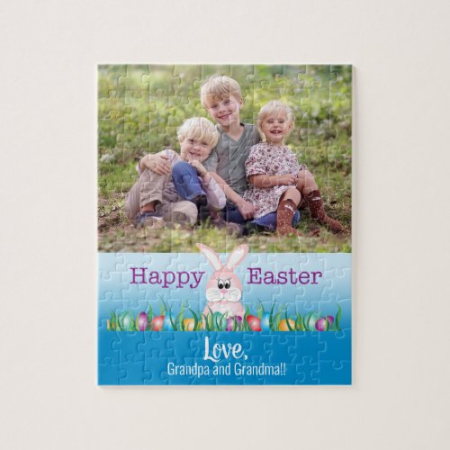 Happy Easter Bunny Personalized Photo Jigsaw Puzzle