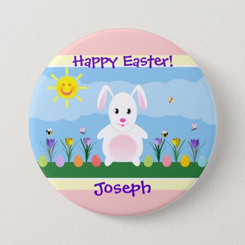 Happy Easter Bunny Personalized Pinback Button