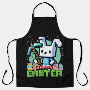 Happy Easter Bunny Pixel Game  Apron