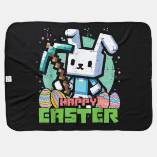 Happy Easter Bunny Pixel Game  Baby Blanket