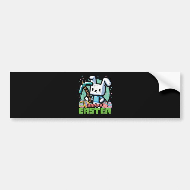 Happy Easter Bunny Pixel Game  Bumper Sticker (Front)