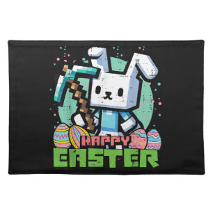 Happy Easter Bunny Pixel Game  Cloth Placemat