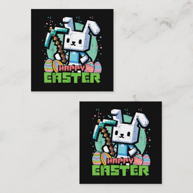 Happy Easter Bunny Pixel Game  Enclosure Card (Front/Back)
