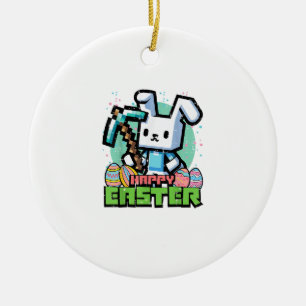 Happy Easter Bunny Pixel Game Gaming Gamer Boys Ki Ceramic Ornament