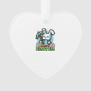 Happy Easter Bunny Pixel Game Gaming Gamer Boys Ki Ornament