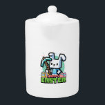 Happy Easter Bunny Pixel Game Gaming Gamer Boys Ki Teapot<br><div class="desc">Happy Easter Bunny Pixel Game Gaming Gamer Boys Kids Men T-Shirt</div>