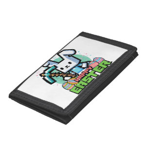 Happy Easter Bunny Pixel Game Gaming Gamer Boys Ki Trifold Wallet