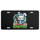 Too Hip To Hop Light Blue Cute Easter Bunny Girl License Plate