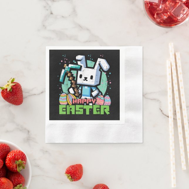 Happy Easter Bunny Pixel Game  Napkins (Insitu)