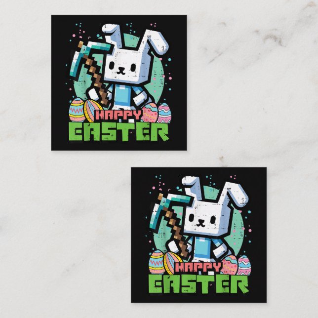 Happy Easter Bunny Pixel Game  Note Card (Front/Back)