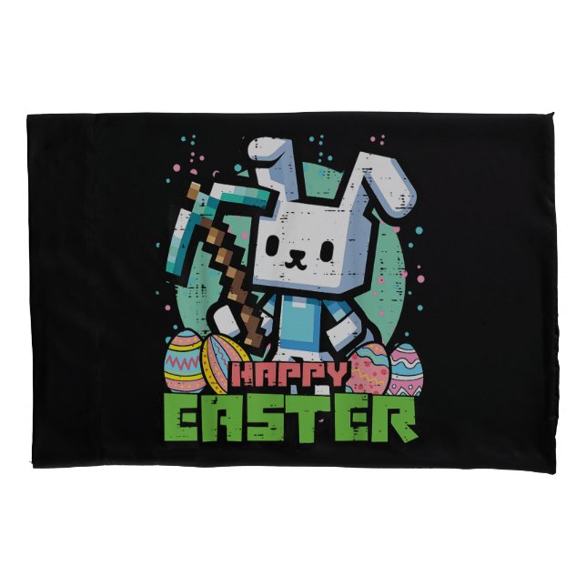 Happy Easter Bunny Pixel Game  Pillow Case (Front)