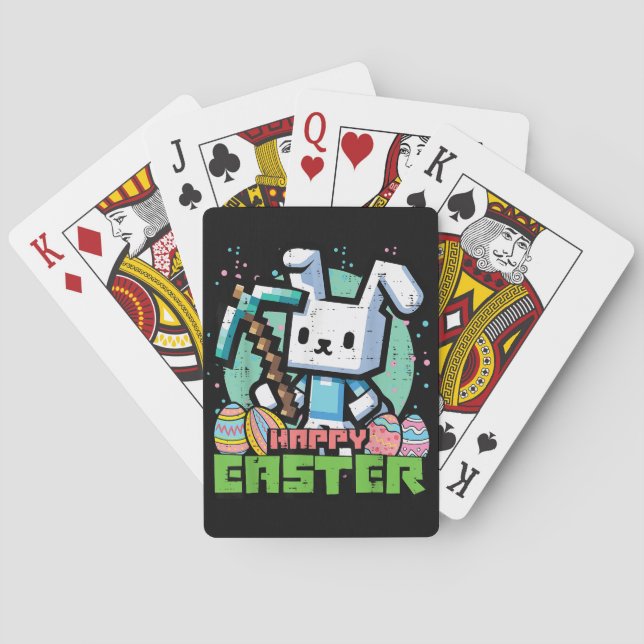 Happy Easter Bunny Pixel Game  Poker Cards (Back)