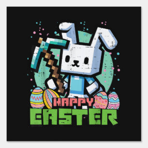 Happy Easter Bunny Pixel Game  Sign