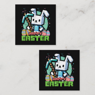 Happy Easter Bunny Pixel Game  Square Business Card