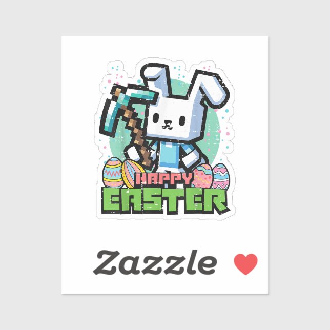 Happy Easter Bunny Pixel Game  Sticker (Sheet)