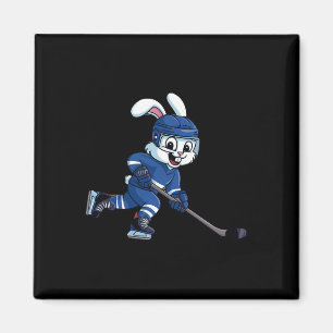 Happy Easter Bunny Playing Ice Hockey Easter Sport Magnet