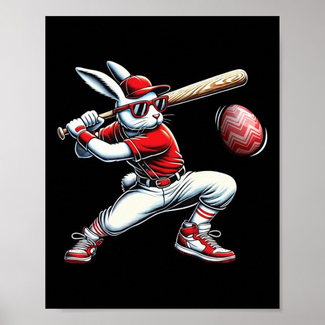 Happy Easter Bunny Playing Sell Easter Sport Kids  Poster (Front)