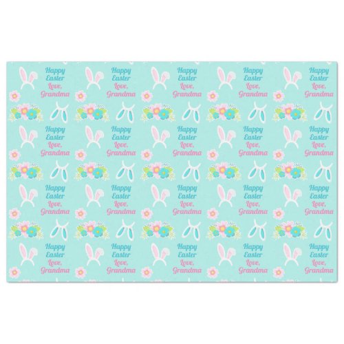 Happy Easter Bunny Pretty Personalized Pastel Teal Tissue Paper