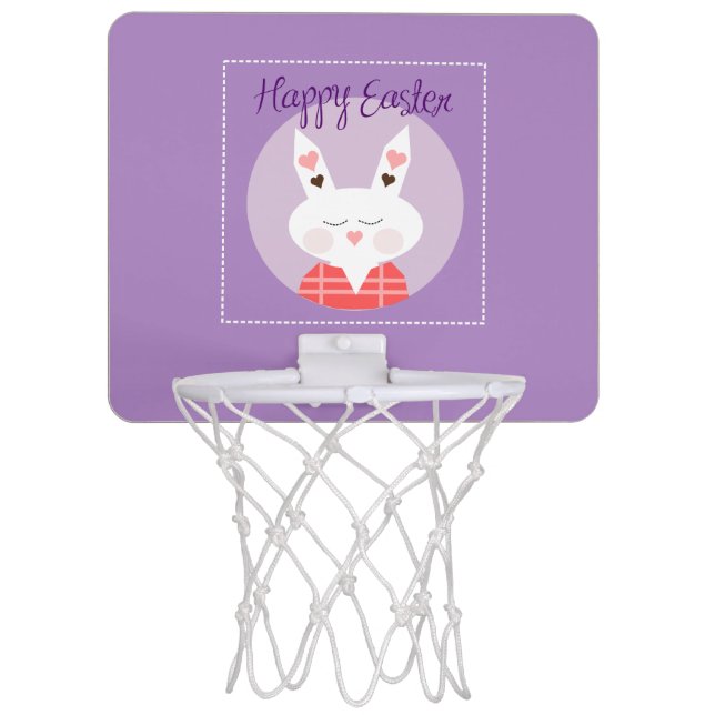 Happy Easter Bunny Purple Mini Basketball Hoop (Front)