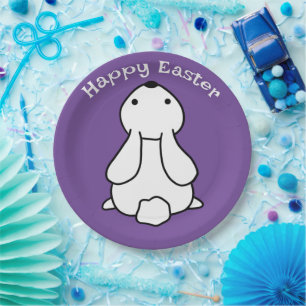 Happy Easter Bunny Purple Napkin Paper Plates