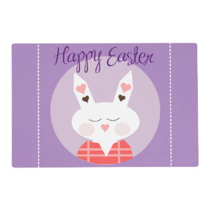 Happy Easter Bunny Purple Placemat