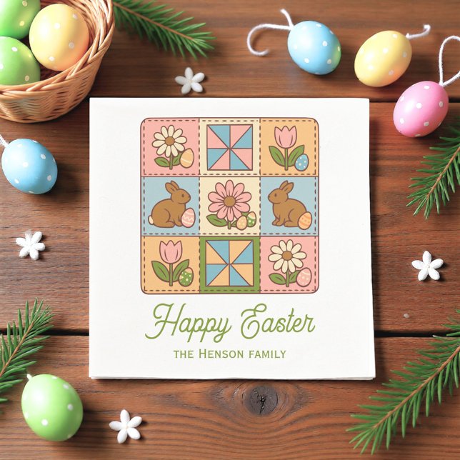 Happy Easter Bunny Quilt Pattern Family  Napkins (Creator Uploaded)