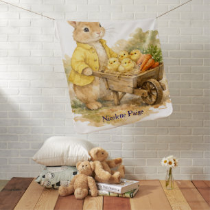 Happy Easter Bunny Rabbit Baby Shower Blanket