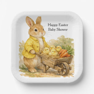 Happy Easter Bunny Rabbit Baby Shower Paper Plates