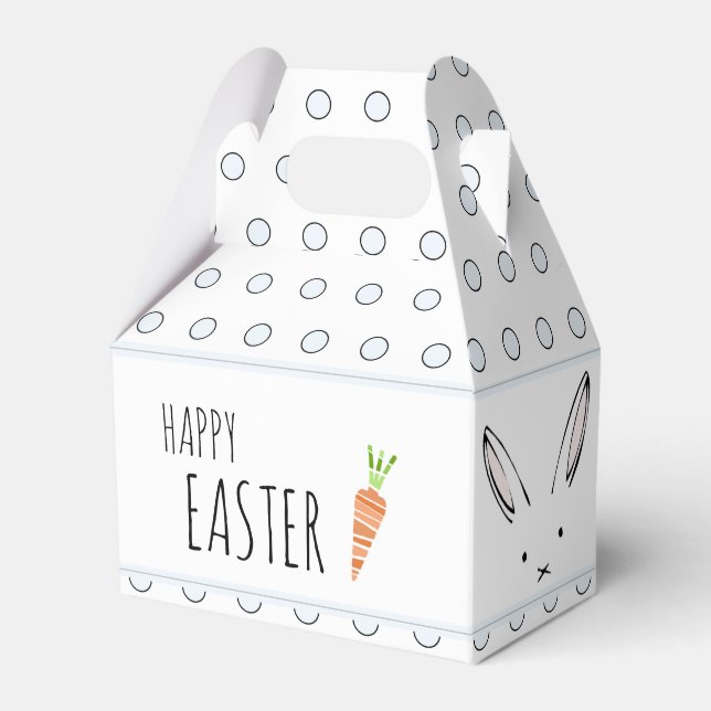 Happy Easter Bunny Rabbit Carrot Polka Dot Favor Boxes (Front Side)